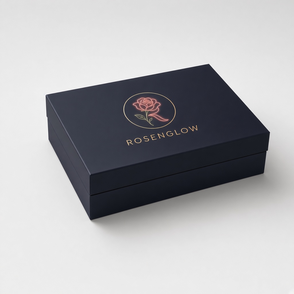 Rosenglow navy gift box exterior